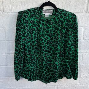 Pat Argenti Silk Vintage Pleated Oversized Blazer sz 4